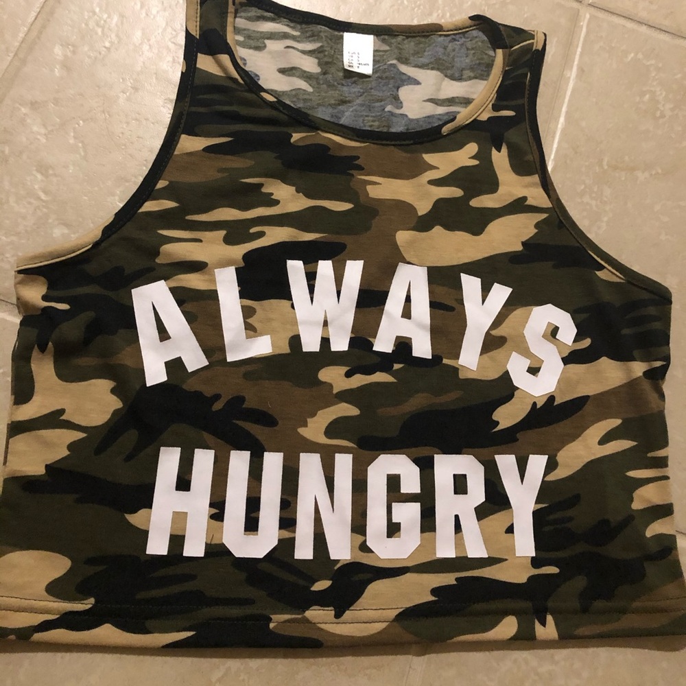 SOLD OUT !Always Hungry Camo Crop Tank Top